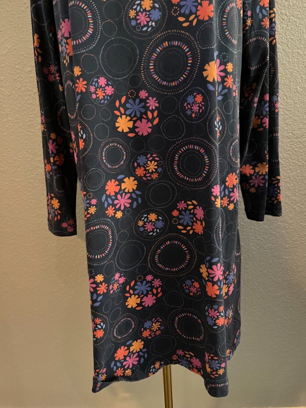 GUDRUN SJODEN KNIT COTTAGECORE LAGENLOOK LONG SLEEVE FLORAL MIDI DRESS - EUC- XL - Picture 4 of 12